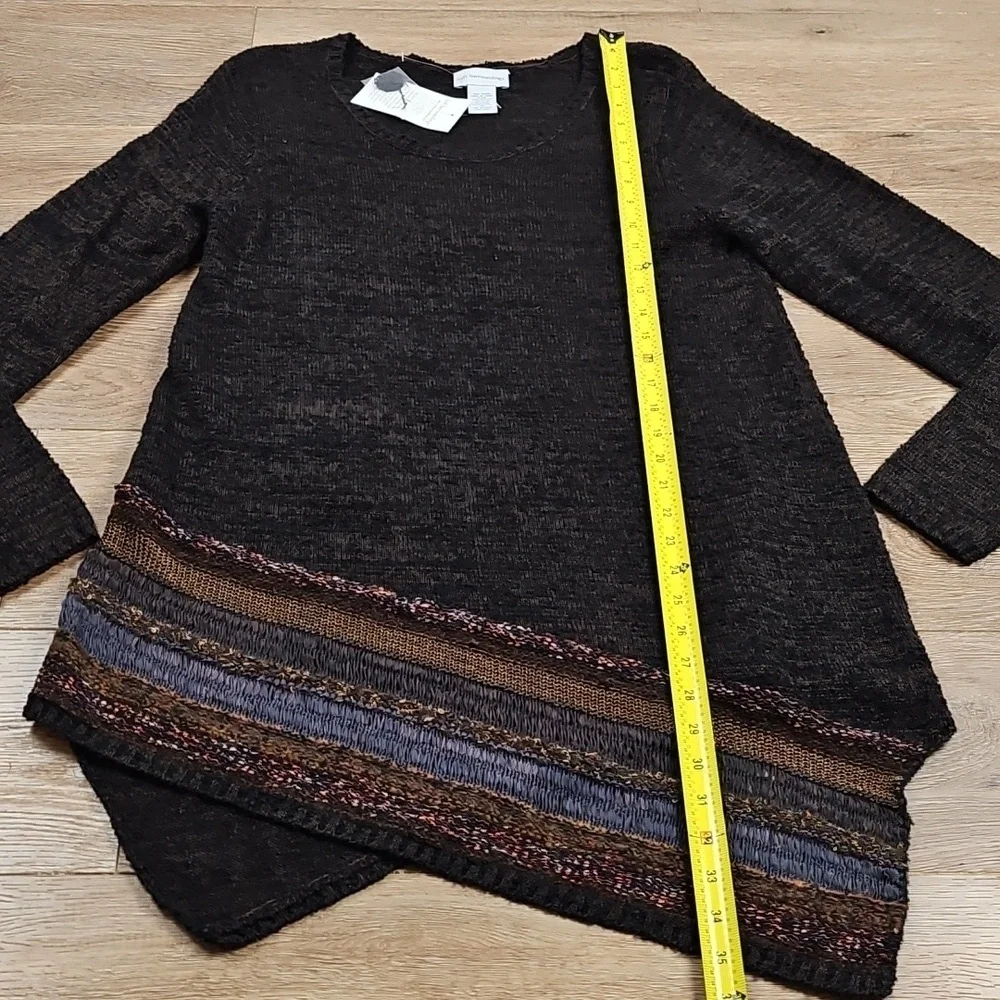 NWT Soft Surroundings Raku Brown & Black Marled Knit Asymmetric Tunic Sweater